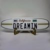 Vanity plate little surfboard model on wooden stand